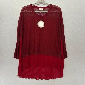 UMGEE "OPERETTA TUNIC" ASYMETRIC FLOWY TUNIC, LONG SLEEVE SHEER TOP LAYER SIZE S